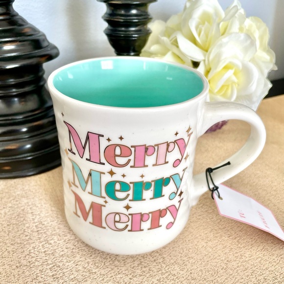NWT Gold Metallic MERRY MERRY MERRY Ceramic Mug - Picture 5 of 8